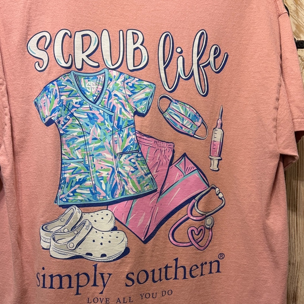 Simply Southern Pink Graphic Tee Nurse size large
